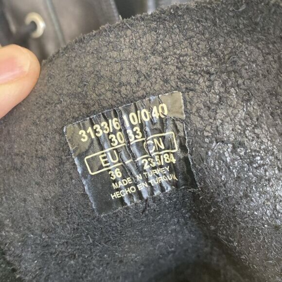 Zara Black Leather Military Lace Up Chunky Ankle Boots With Studs - Picture 14 of 14